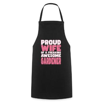 Proud Wife of A Damn Good Gardener - Cooking Apron - black - Front - AI Model Male 185 dark (185cm)