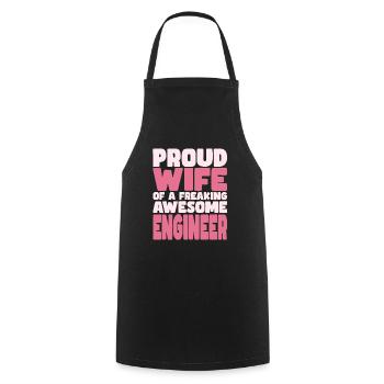 Proud Wife of A Damn Good Engineer - Cooking Apron - black - Front - AI Model Male 185 dark (185cm)