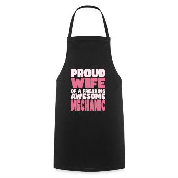 Proud Wife of A Damn Good Mechanic - Cooking Apron - black - Front - AI Model Male 185 dark (185cm)