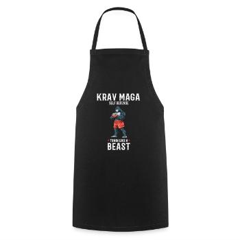 Krav Maga Gorilla Kämpfer - Trainieren wie ein - Kochschürze - Schwarz - Vorne - AI Model Male 185 dark (185cm)