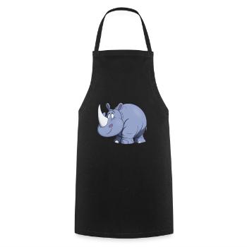 Kawaii Cartoon Rhino - Cooking Apron - black - Front - AI Model Male 185 dark (185cm)