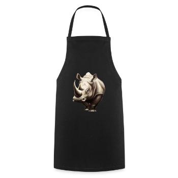 Cute Rhinoceros Rhino - Cooking Apron - black - Front - AI Model Male 185 dark (185cm)