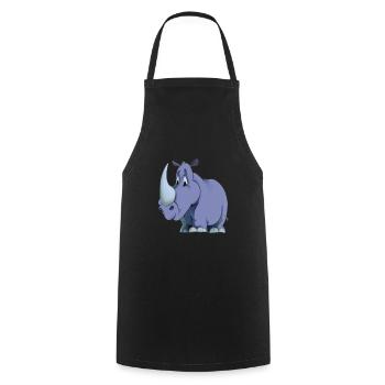 Kawaii Cartoon Rhino - Cooking Apron - black - Front - AI Model Male 185 dark (185cm)