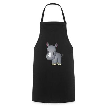 Kawaii Cartoon Rhino - Cooking Apron - black - Front - AI Model Male 185 dark (185cm)