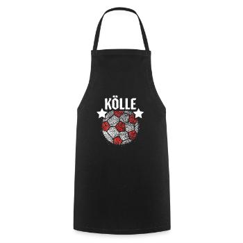 Kölle Fussball Köln Karneval Kostümersatz Rot Weiß - Kochschürze - Schwarz - Vorne - AI Model Male 185 dark (185cm)