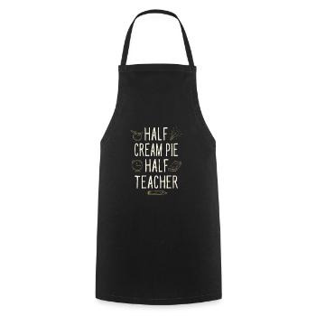 Moitié Crème Tarte Moitié Professeur Drôle Professeur Humour - Tablier de cuisine - noir - Devant - AI Model Male 185 dark (185cm)