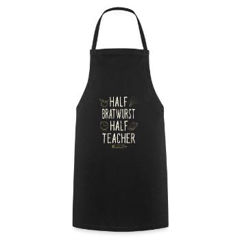 Half Bratwurst Half Teacher Funny Professor Humor - Cooking Apron - black - Front - AI Model Male 185 dark (185cm)