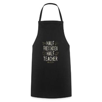 Half Fried Chicken Half Teacher Funny Professor - Cooking Apron - black - Front - AI Model Male 185 dark (185cm)