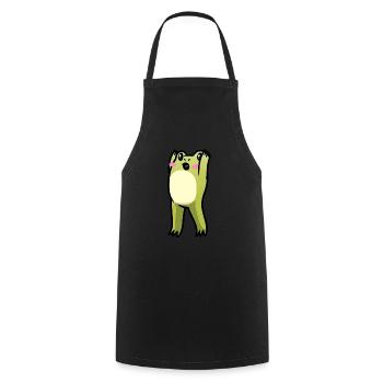 Cottagecore Kawaii Frosch Emoticon - Kochschürze - Schwarz - Vorne - AI Model Male 185 dark (185cm)