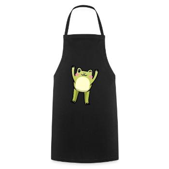 Cottagecore Kawaii Frosch Emoticon - Kochschürze - Schwarz - Vorne - AI Model Male 185 dark (185cm)