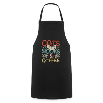 Les amateurs de livres de chats lisent des livres - Tablier de cuisine - noir - Devant - AI Model Male 185 dark (185cm)