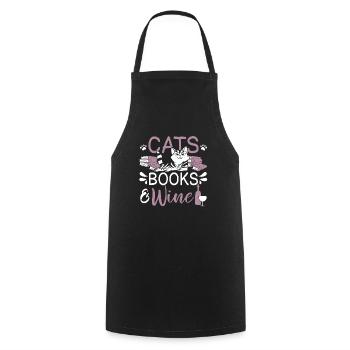 Les amateurs de livres de chats lisent des livres - Tablier de cuisine - noir - Devant - AI Model Male 185 dark (185cm)