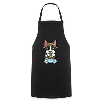 Rat Terrier Essen Ramen Nudeln Japanisches Essen - Kochschürze - Schwarz - Vorne - AI Model Male 185 dark (185cm)