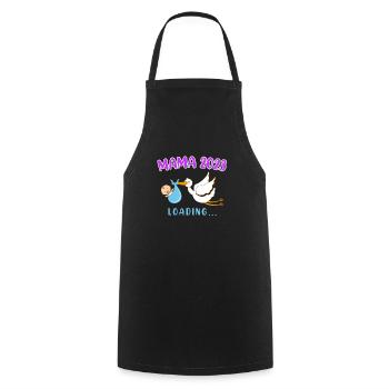 Mom 2023 Rattle Stork Baby Stork Pregnant Mom - Cooking Apron - black - Front - AI Model Male 185 dark (185cm)
