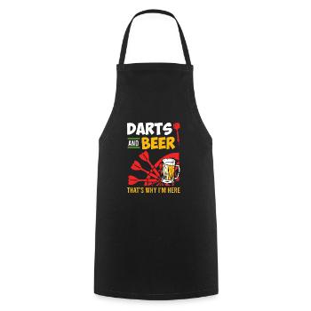 Darts an Beer thats why I am here - Cooking Apron - black - Front - AI Model Male 185 dark (185cm)