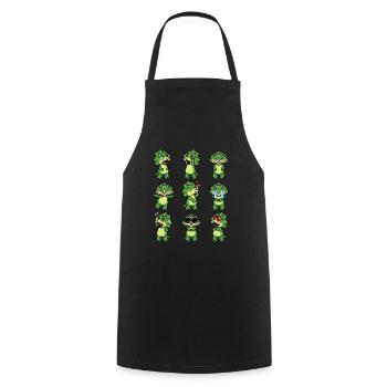 Triceratops Kawaii Dinosaure Emoticon Drôle - Tablier de cuisine - noir - Devant - AI Model Male 185 dark (185cm)