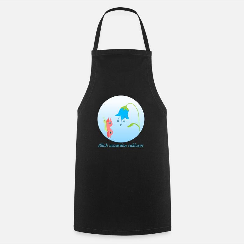 Nazar Evil Eye Protective Amulet Butterfly - Cooking Apron - black