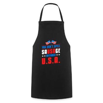 You Cant Spell Sausage Without USA American Flag - Kochschürze - Schwarz - Vorne - AI Model Male 185 dark (185cm)