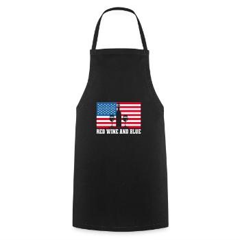 Red Wine And Blue American Independence - Kochschürze - Schwarz - Vorne - AI Model Male 185 dark (185cm)