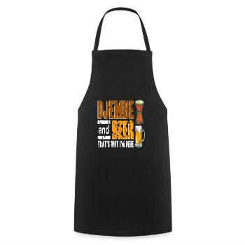 Djembe & Bière C’est pourquoi je suis ici Rétro Vintage - Tablier de cuisine - noir - Devant - AI Model Male 185 dark (185cm)