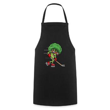 Broccoli Ice Hockey Player Vegan Lustig Hockey - Cooking Apron - black - Front - AI Model Male 185 dark (185cm)