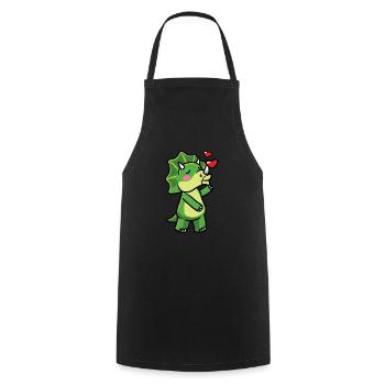 Triceratops Kawaii Dinosaur Kiss Kisses Emoticon - Cooking Apron - black - Front - AI Model Male 185 dark (185cm)