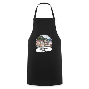 Bergen Norway Souvenir - Cooking Apron - black - Front - AI Model Male 185 dark (185cm)