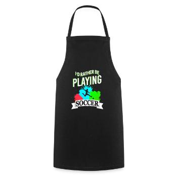 Je préfère jouer au soccer Super tee de soccer - Tablier de cuisine - noir - Devant - AI Model Male 185 dark (185cm)