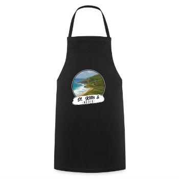 St. Kitts & Nevis Souvenir - Cooking Apron - black - Front - AI Model Male 185 dark (185cm)