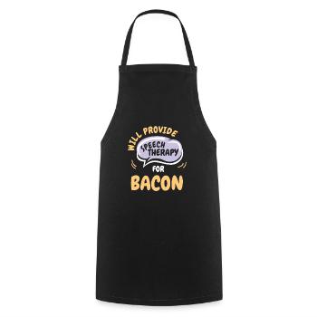 Fournir une orthophonie pour la parole drôle de bacon - Tablier de cuisine - noir - Devant - AI Model Male 185 dark (185cm)