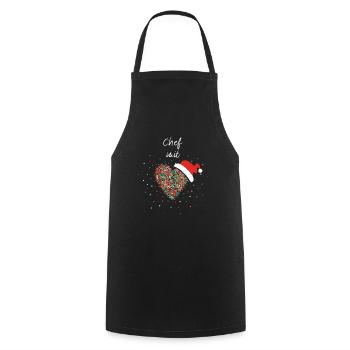 Chef mit Herz Boss Weihnachtsgeschenk Wichteln - Kochschürze - Schwarz - Vorne - AI Model Male 185 dark (185cm)