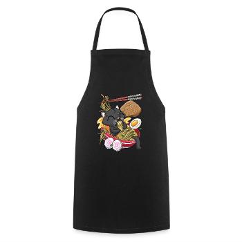Kawaii Black Cat Ramen Noodles Anime Lovers - Cooking Apron - black - Front - AI Model Male 185 dark (185cm)