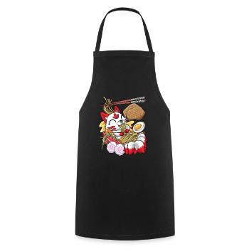Kawaii Kitsune Fox Ramen Nudeln Japanisches Essen - Kochschürze - Schwarz - Vorne - AI Model Male 185 dark (185cm)