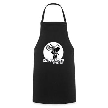 Supermoto / Supermotard / Supermoto Wheelie Biker - Cooking Apron - black - Front - AI Model Male 185 dark (185cm)
