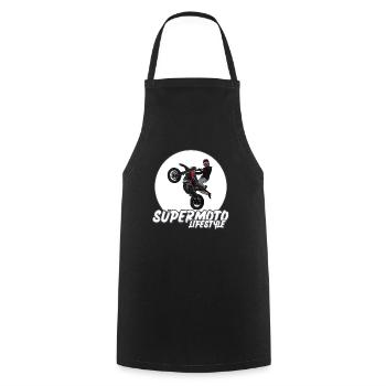 Supermoto / Supermotard / Supermoto Wheelie Biker - Cooking Apron - black - Front - AI Model Male 185 dark (185cm)