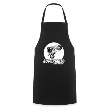 Supermoto / Supermotard / Supermoto Wheelie Biker - Cooking Apron - black - Front - AI Model Male 185 dark (185cm)