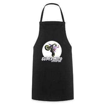 Supermoto / Supermotard / Supermoto Wheelie Biker - Cooking Apron - black - Front - AI Model Male 185 dark (185cm)