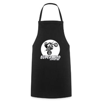 Supermoto / Supermotard / Supermoto Wheelie Biker - Cooking Apron - black - Front - AI Model Male 185 dark (185cm)