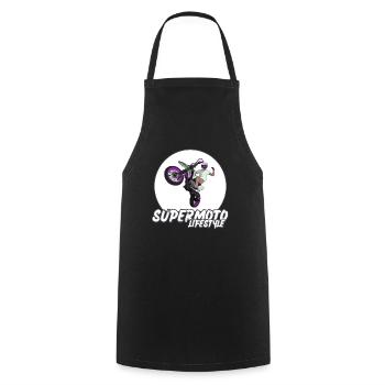 Supermoto / Supermotard / Supermoto Wheelie Biker - Cooking Apron - black - Front - AI Model Male 185 dark (185cm)