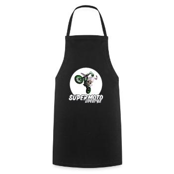 Supermoto / Supermotard / Supermoto Wheelie Biker - Cooking Apron - black - Front - AI Model Male 185 dark (185cm)