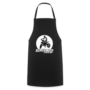 Supermoto / Supermotard / Supermoto Wheelie Biker - Tablier de cuisine - noir - Devant - AI Model Male 185 dark (185cm)