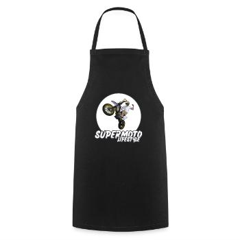 Supermoto / Supermotard / Supermoto Wheelie Biker - Cooking Apron - black - Front - AI Model Male 185 dark (185cm)