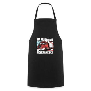 Mon mari déménage en AmériqueTrucker - Tablier de cuisine - noir - Devant - AI Model Male 185 dark (185cm)