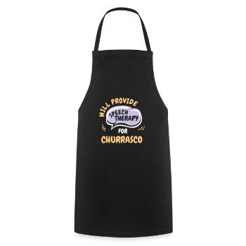 Fournir une orthophonie pour Churrasco Funny - Tablier de cuisine - noir - Devant - AI Model Male 185 dark (185cm)