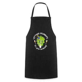 Vegan Lettuce Birthday Greeting Natal Day - Cooking Apron - black - Front - AI Model Male 185 dark (185cm)