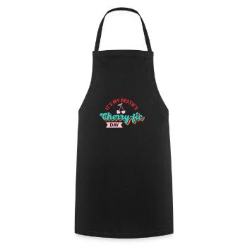 Cherry Birthday Greeting Fruit Lover Bestfriend - Cooking Apron - black - Front - AI Model Male 185 dark (185cm)