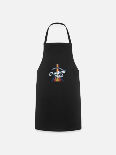 Vintage Retro Chemtrail Pilot Parody Shirt - Cooking Apron - black
