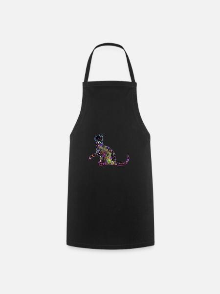 Bunte Katze - Kochschürze - Schwarz