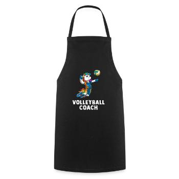 Volleyballtrainer Einhorn - Niedliche - Kochschürze - Schwarz - Vorne - AI Model Male 185 dark (185cm)