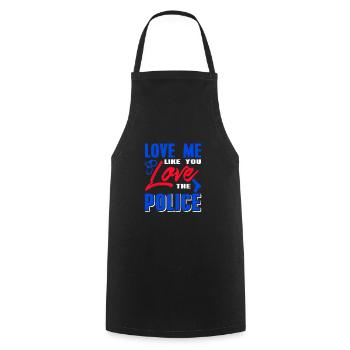 Aime-moi comme tu aimes la police cool retro - Tablier de cuisine - noir - Devant - AI Model Male 185 dark (185cm)